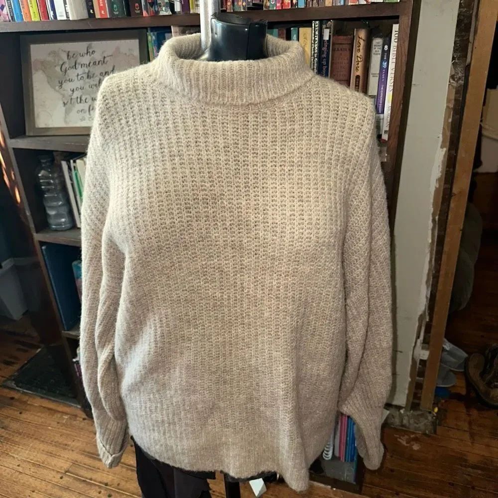 Express cozy cowl neck oatmeal heathered M oversized sweater